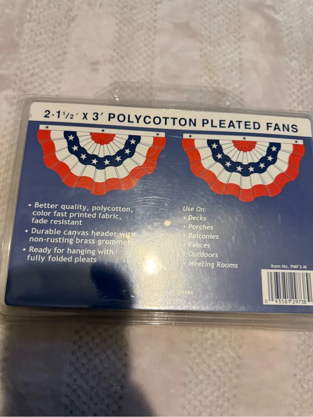 Polycotton Pleated Fans - Patriotic Red/White/Blue - C.V. LLP